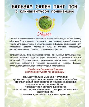 Rasyan Thai green warming balm Salet Pang 50 g - Buy Online on GoSupps.com