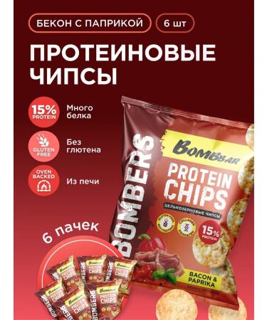 BombBar Protein chips whole grain bacon of PAPAPA 6pcs x 50g