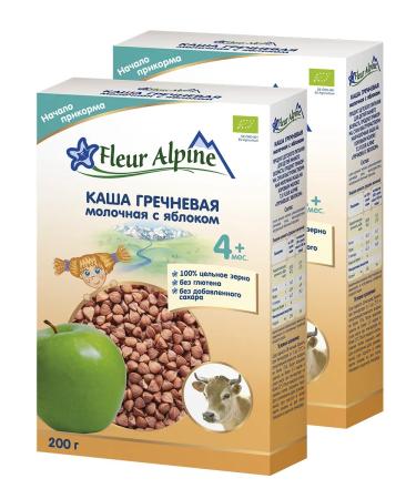 Fleur Alpine Porridge milk buckwheat with an apple 4 months 2 pcs 200 g