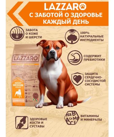 Lazzaro Dry food for dogs of medium breeds with lamb 3kg - Buy Online on GoSupps.com