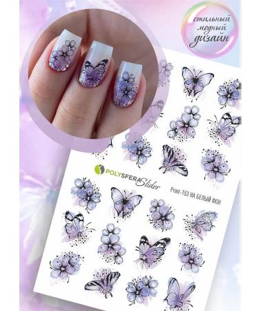PolysferaSlider Water sliders for nails lilac butterflies