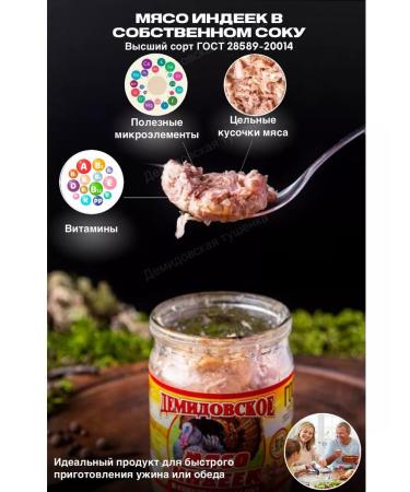 Demidov stew Stew Meat turkey in her own juice 6 pcs - Buy Online on GoSupps.com