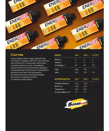 BombBar Drinking energy gel for running and marathon 6 pcs - Buy Online on GoSupps.com