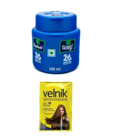 Set: Parachute Coconut Oil for Hair and Body 100 ml + 1 sachet of shampoo 6 ml