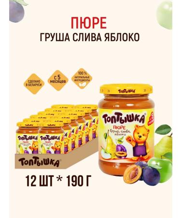 Toptyshka Children's puree made of pears drain and apples with sugar 190g*12pcs