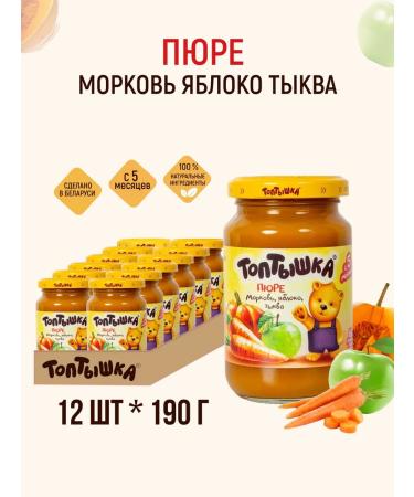 Toptyshka Baby mashed potatoes of carrots apples and pumpkin with sugar 190g*12pcs