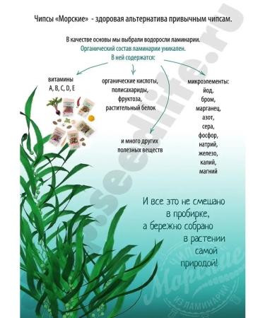 Seafood chips Laminaria chips and basil 4 pcs. 50 g - Buy Online on GoSupps.com