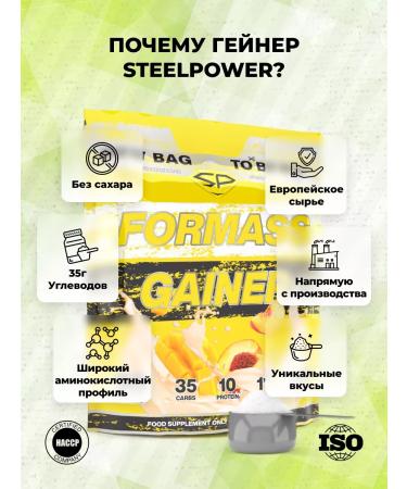 STEELPOWER Heiner Formass Gainer for quick carbohydrates 1500g peach - Buy Online on GoSupps.com