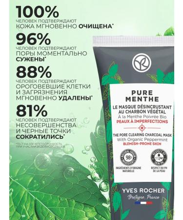 Yves Rocher Face mask that cleanses the pores with coal and peppermint bio - Buy Online on GoSupps.com