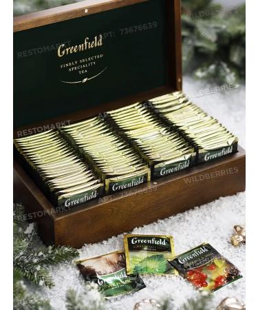 Greenfield gift set in a wooden box 8 types of tea - Buy Online on GoSupps.com