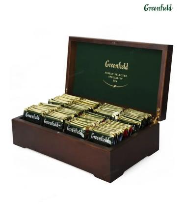 Greenfield gift set in a wooden box 8 types of tea - Buy Online on GoSupps.com