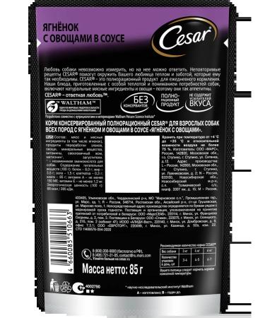 CESAR Wet food for dogs with lamb and vegetables 28pcs 85g - Buy Online on GoSupps.com