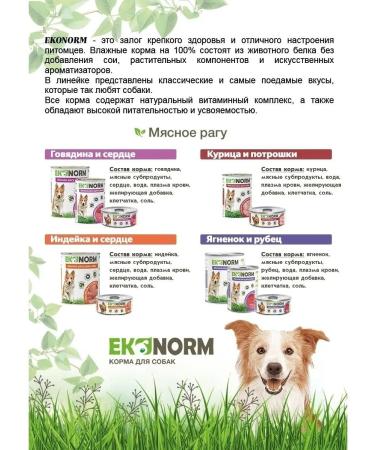 Ekonorm Dog feed is a wet lamb and a scar 100 g 24 pcs - Buy Online on GoSupps.com