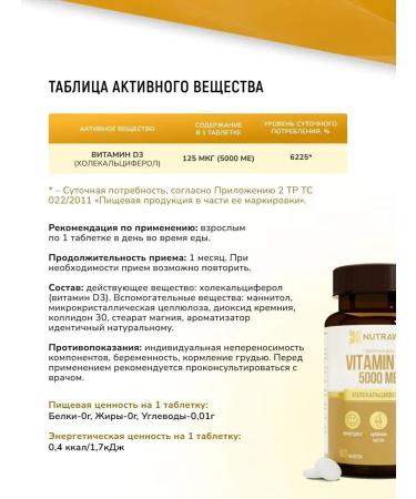 NUTRAWAY Vitamin D3 5000 IM for immunity 60 pcs - Buy Online on GoSupps.com