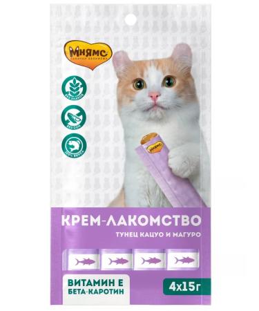 Mnyams Cream-stall for cats with tuna Katsuo and Maguro 4 pcs