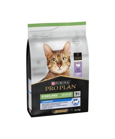 PRO PLAN Dry food for sterilized cats from 7 years of turkey - 3 kg - Buy Online on GoSupps.com