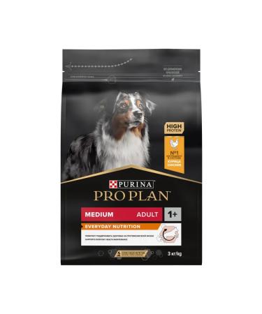 PRO PLAN Dry food for dogs of medium breeds with chicken 3 kg - Buy Online on GoSupps.com