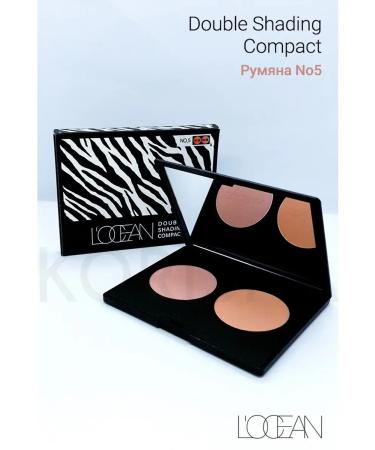 L'OCEAN Locean Double Shading Compact Blush Palette No. 5 Glittering Orange + Indian Pink