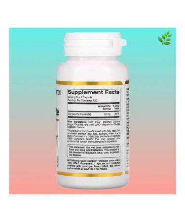 California Gold Nutrition Picoline zinc 50 mg 120 capsules - Buy Online on GoSupps.com