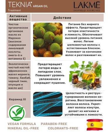 Lakme Nourishing mask with argan oil Teknia Argan Oil 250 ml - Buy Online on GoSupps.com