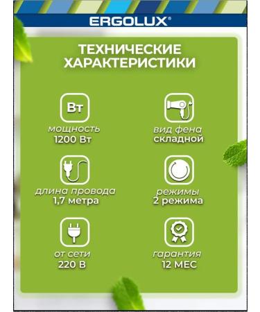 Ergolux Professional hairdryer with a folding handle ELX-HD01 - Buy Online on GoSupps.com