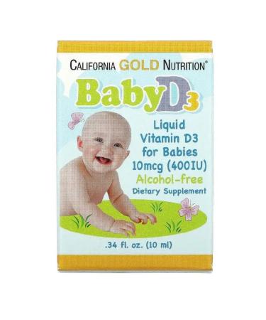 California Gold Nutrition Liquid vitamin D3 for children 10 mcg 400 IU 10 ml
