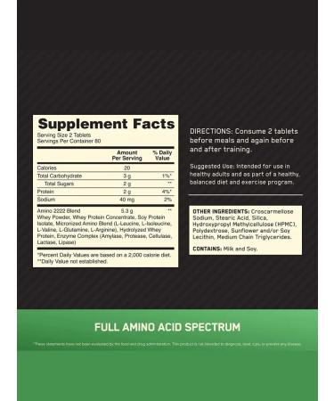 Optimum Nutrition Amino acids Superior Amino 2222 Tabs 160 tablets - Buy Online on GoSupps.com