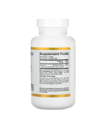 California Gold Nutrition Vitamin D3 50 g 2000 IU 360 fish-wewatin capsules - Buy Online on GoSupps.com