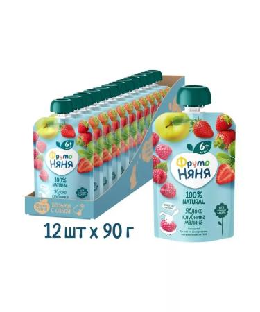 Frutonyanya Dessert from apples strawberries and raspberries 90g (12 pcs)