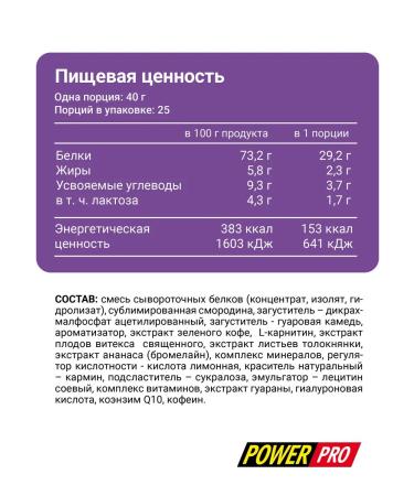 POWER PRO Protein for weight loss whey currants - Buy Online on GoSupps.com