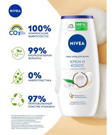 NIVEA Shower gel cream and coconut female male 250 ml - Buy Online on GoSupps.com