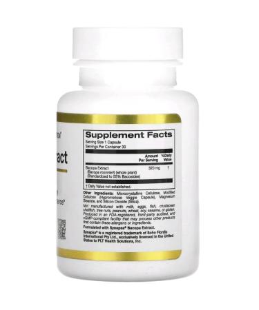 California Gold Nutrition Bacopa extract 320 mg 30 capsules - Buy Online on GoSupps.com