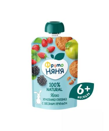 Frutonyanya Puree from apples strawberries and blackberries with cookies 90g (12 pcs) - Buy Online on GoSupps.com