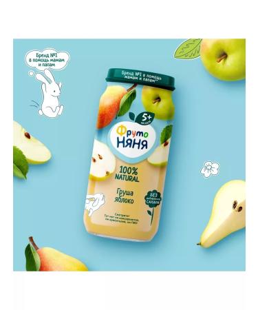Frutonyanya Natural puree from pears and apples 250g (12 pcs) - Buy Online on GoSupps.com