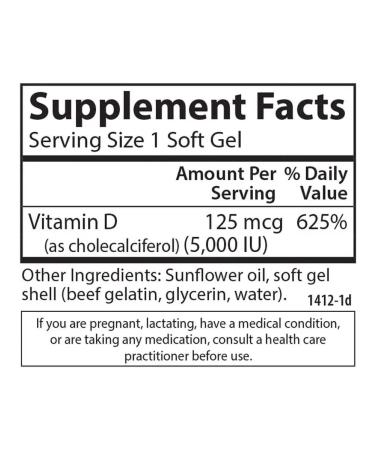 Carlson Labs Vitamin D3 Vitamin D3 5000 IU 360 capsules - Buy Online on GoSupps.com