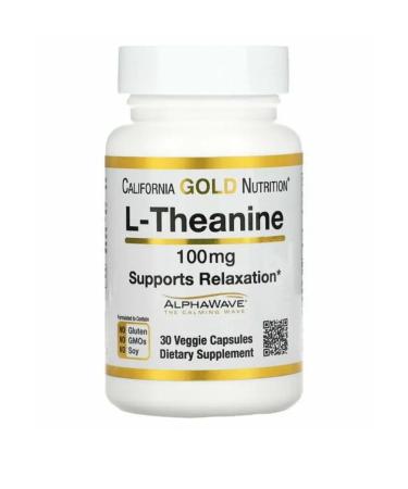 California Gold Nutrition L-theanine relaxation reassurance 100 mg 30 capsules