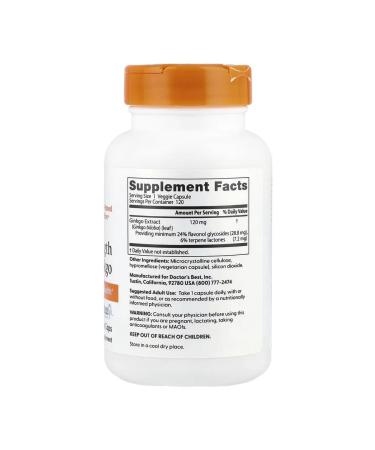 Doctor's Best Ginkgo biloba extract - 120 capsules - Buy Online on GoSupps.com