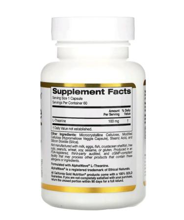 California Gold Nutrition L-theanine 100 mg 60 capsules - Buy Online on GoSupps.com