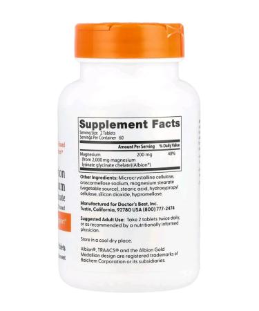 Doctor's Best Magnesium Helat 100 mg 120 tablets - Buy Online on GoSupps.com
