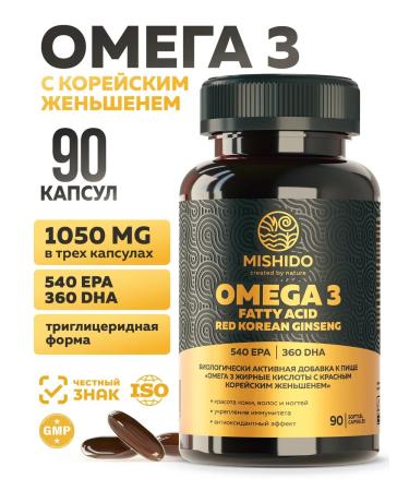 MISHIDO Omega 3 and Korean ginseng 90 capsules