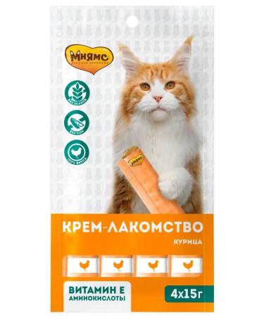 Mnyams Cream-stall for cats with chicken 6 units*4 pcs. (15g) - Buy Online on GoSupps.com