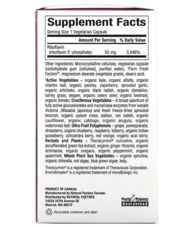 Natural Factors Riboflavin 5 - Phosphate 50 mg vitamin B 2 - Buy Online on GoSupps.com