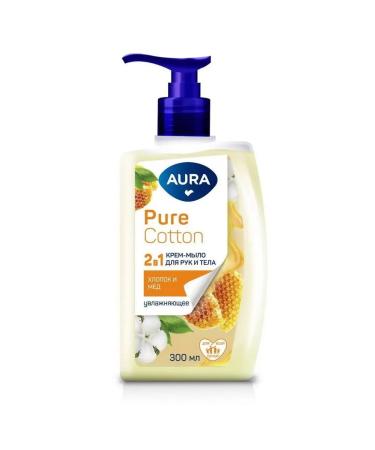 Aura Cream-soap 2B1 cotton and honey 300ml