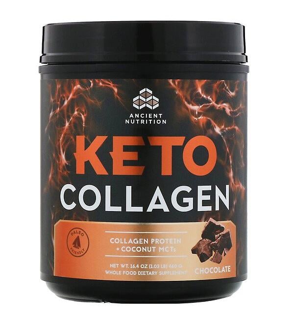 Dr. Axe / Ancient Nutrition Keto Collagen Collagen Protein + Coconut MCTs Chocolate 1.03 lb (460 g)