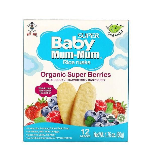 Hot Kid Baby Mum-Mum  Rice Rusks Organic Super Berries 12 2-Packs 1.76 oz (50 g) Each