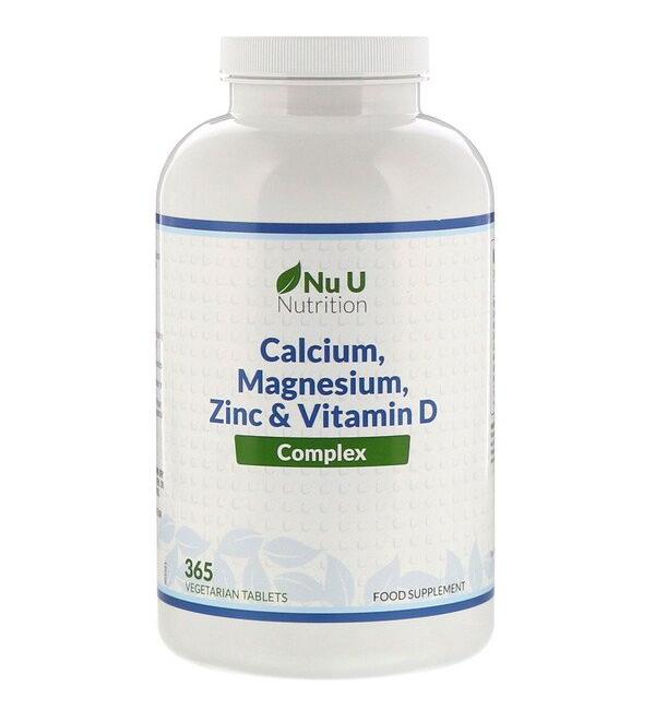 Nu U Nutrition Calcium Magnesium Zinc & Vitamin D Complex 365 Vegetarian Tablets
