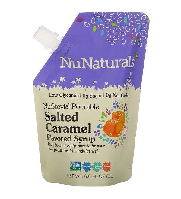 NuNaturals NuStevia Pourable Salted Caramel Flavored Syrup 6.6 fl oz (.2 l)