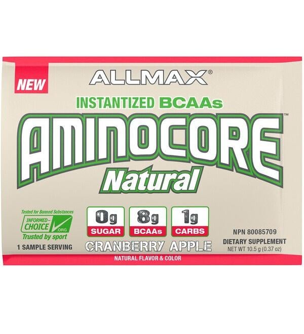 ALLMAX Nutrition AMINOCORE Natural Instantized BCAAs Cranberry Apple 10.5 g (0.37 oz)