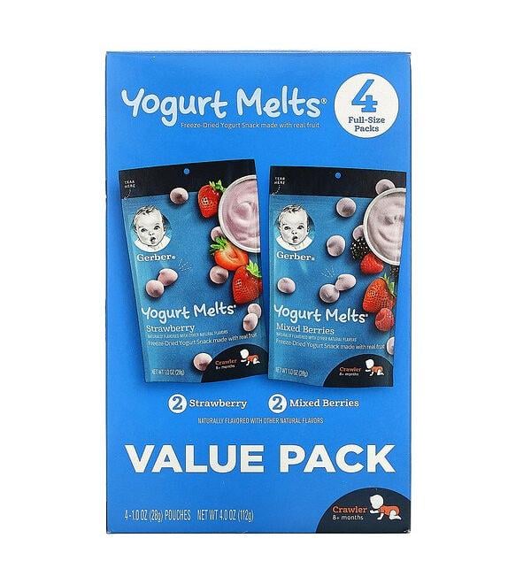 Gerber Yogurt Melts 8+ Months Strawberry & Mixed Berries  4 Packs 1.0 oz (28 g) Each