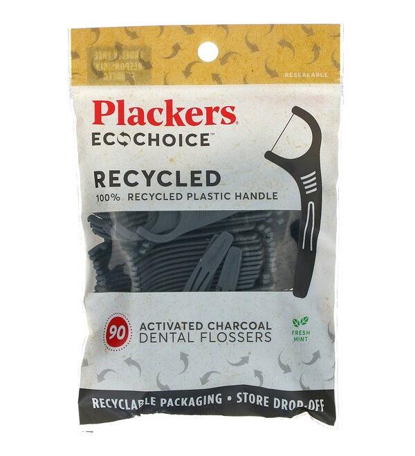 Plackers EcoChoice Activated Charcoal Dental Flossers Fresh Mint 90 Count